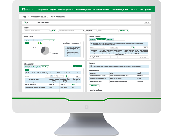 Paycom Enhanced ACA software on desktop computer