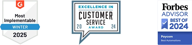 G2 Most Implementable Winter 2025, Excellence in Customer Service Award 2024, Forbes Advisor Best of 2024