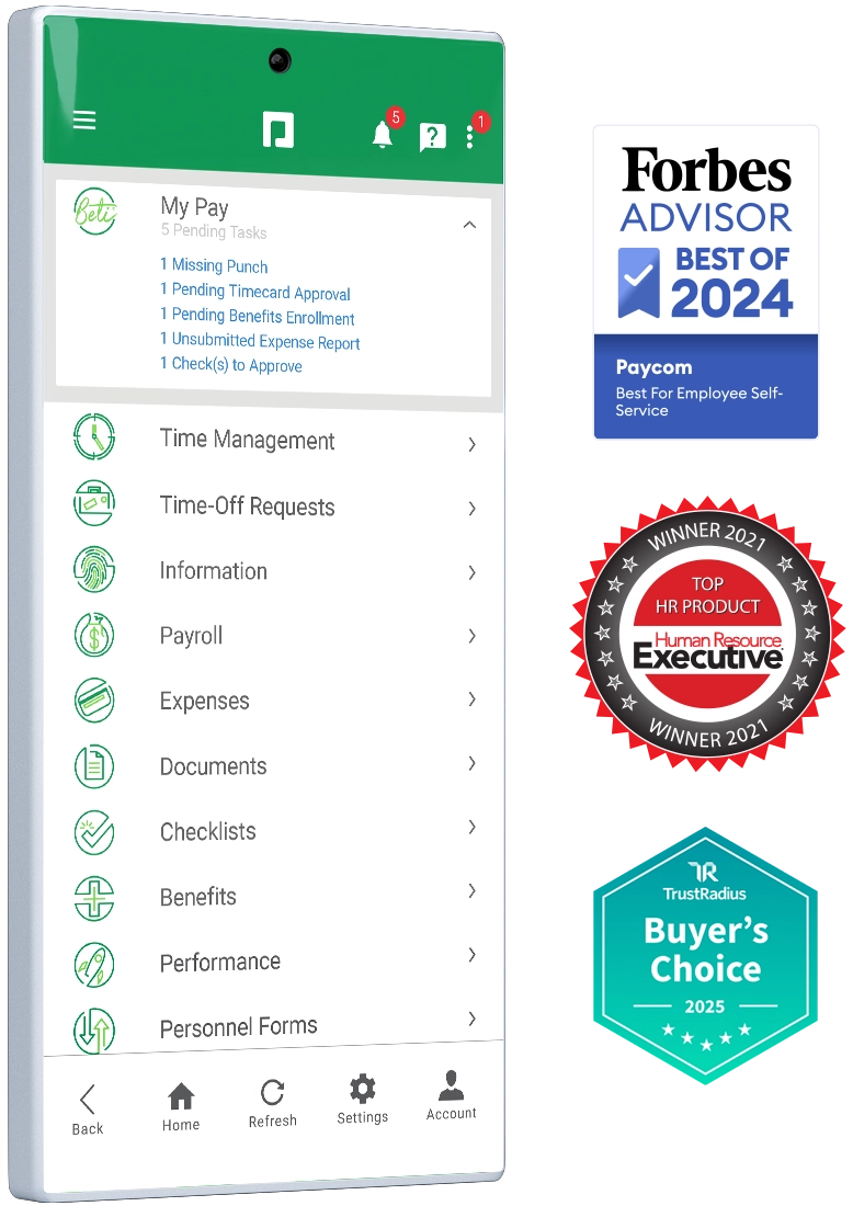 Forbes Advisor Best of 2024, Human Resources Executive Top HR Product 2021, TrustRadius Buyers Choice 2025