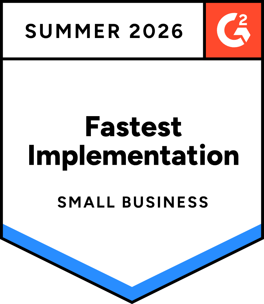 G2 Fastest Implementation Small business Summer 2026