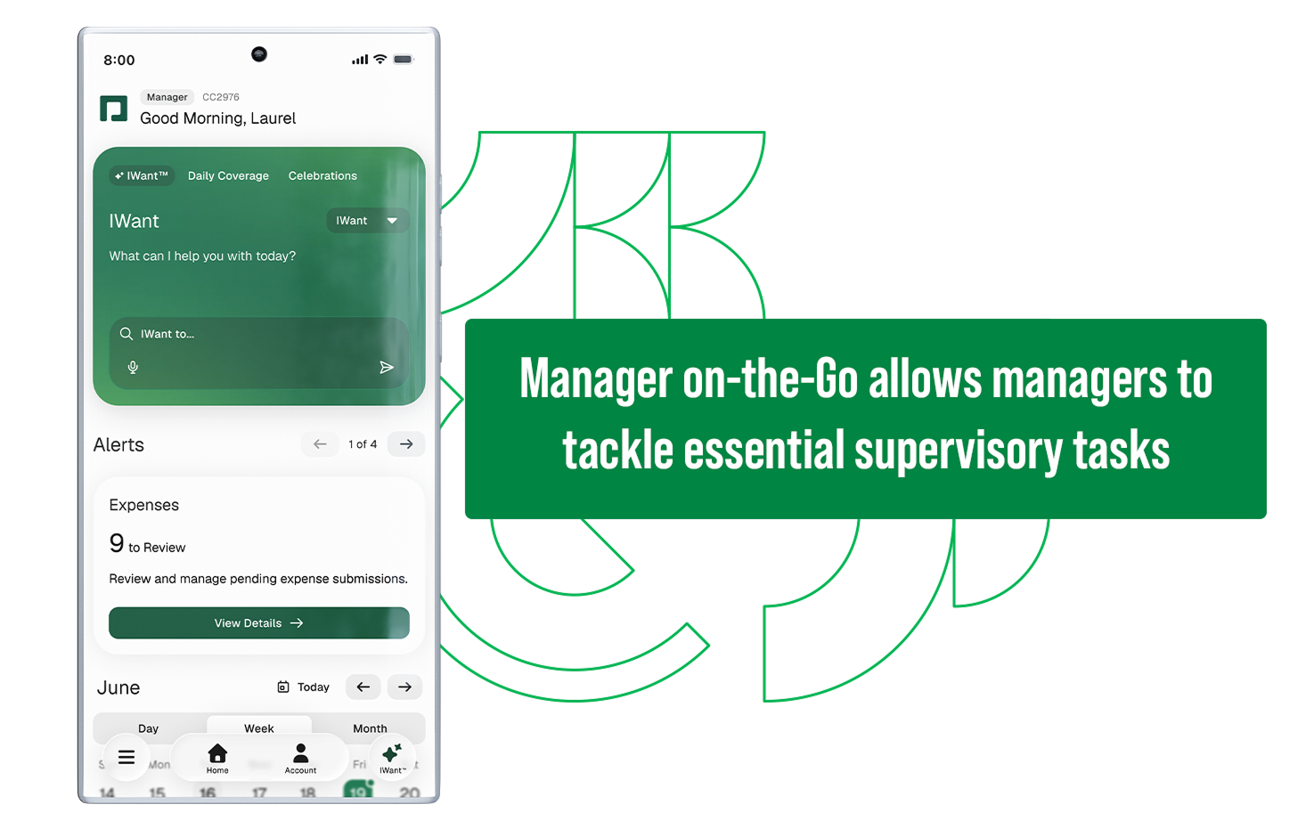 manager on the go screen in the paycom app